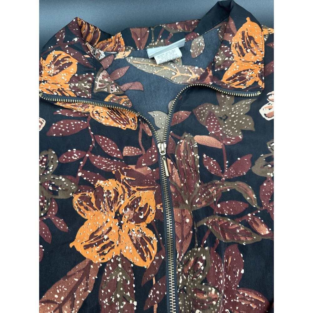 Blair Floral Print Zip Up Jacket Large Women's Fall Autumn Warm Tone Lightweight - Picture 7 of 10